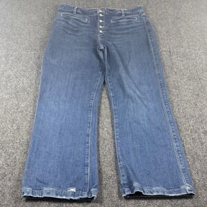 Paige Jeans Womens 34x 27.5 Leenah Ankle High Rise‎ Blue Denim Distressed Boho